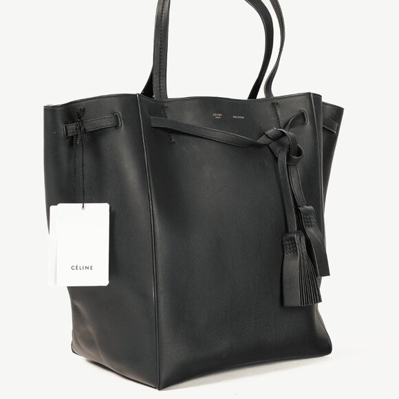 Celine Large Cabas Phantom Black Tassel Leather Tote Bag - Picture 2 of 12